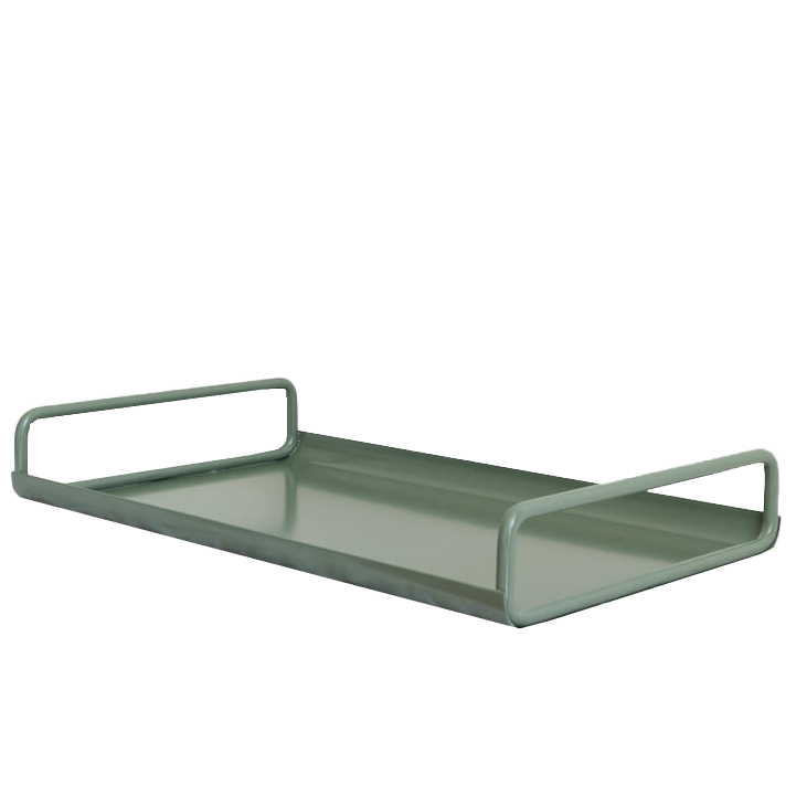 Metal tray with handles sage