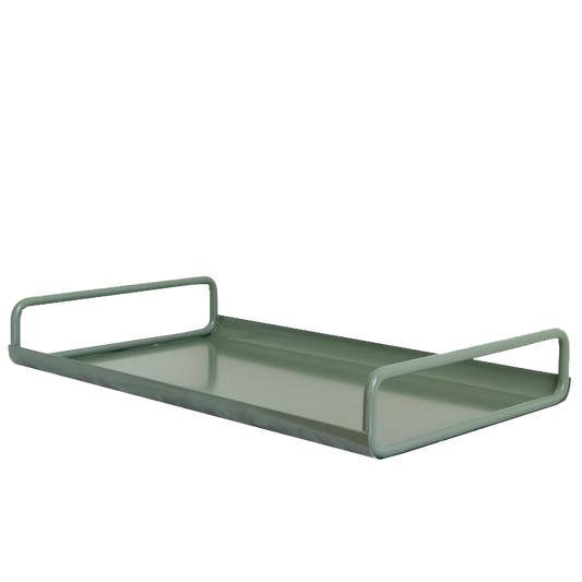 Metal tray with handles sage