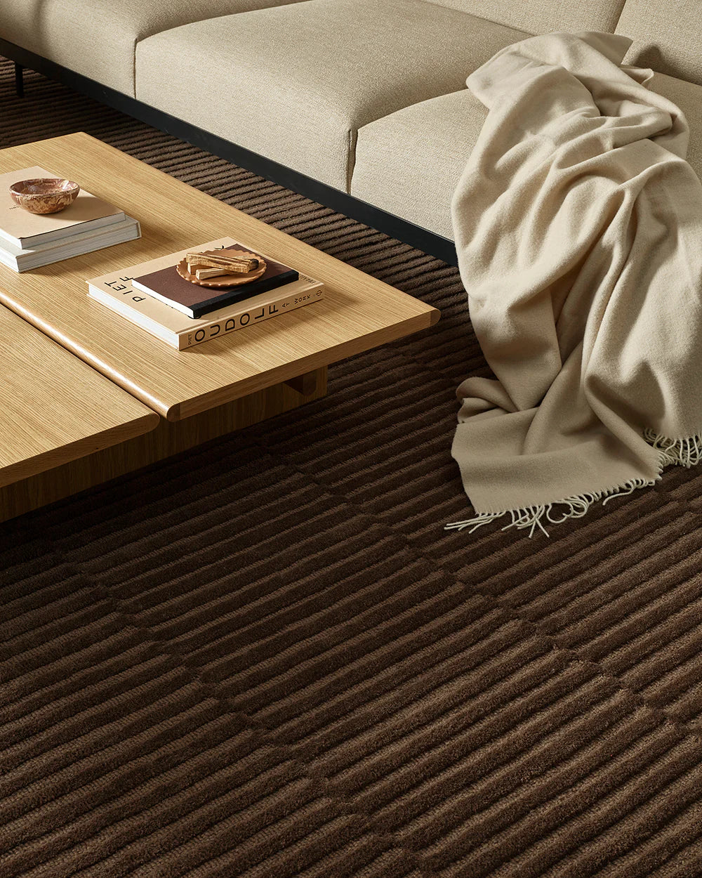 Anni NZ wool rug chocolate
