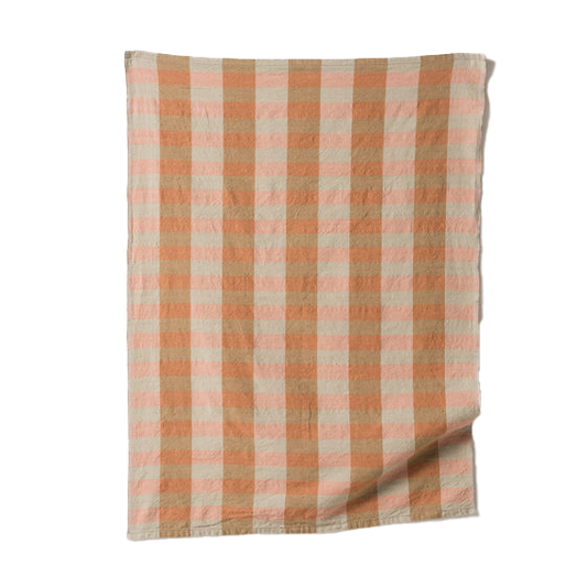 Anni cotton linen blend tea towel mandarin