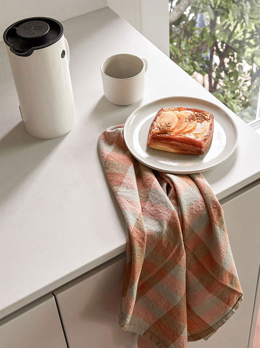 Anni cotton linen blend tea towel mandarin