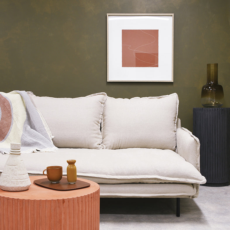 Asha 3-seater linen sofa natural 210cm