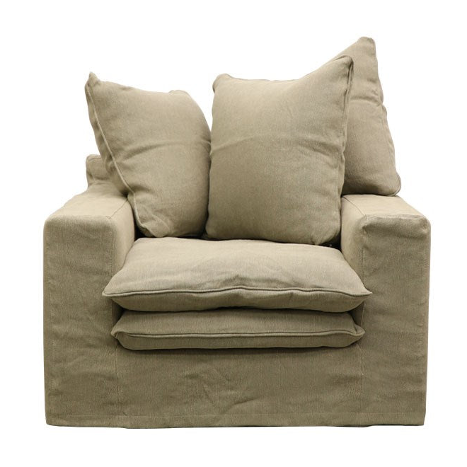 Asher slip cover armchair olive
