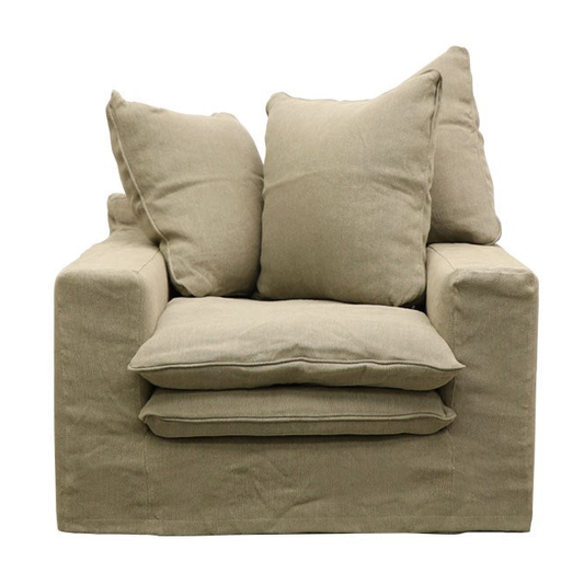 Asher slip cover armchair olive