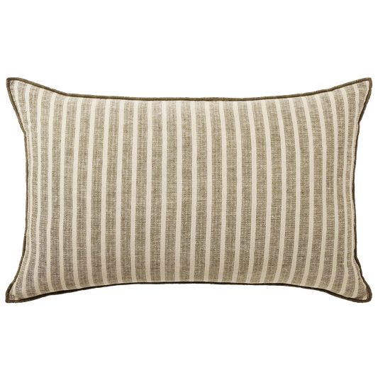 Ava linen rectangle cushion cover 65 x 40cm khaki