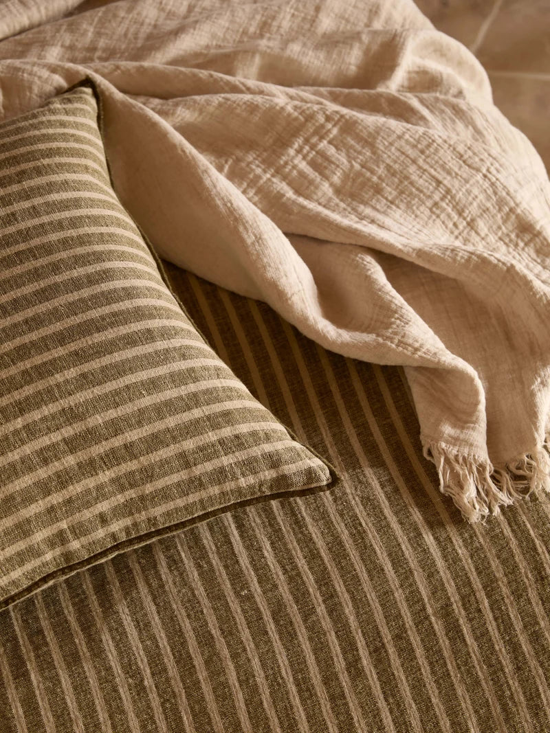Ava linen rectangle cushion cover 65 x 40cm khaki