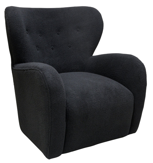 Boucle swivel club chair black