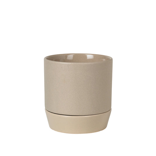 Broste denise pot with saucer taupe 18cm
