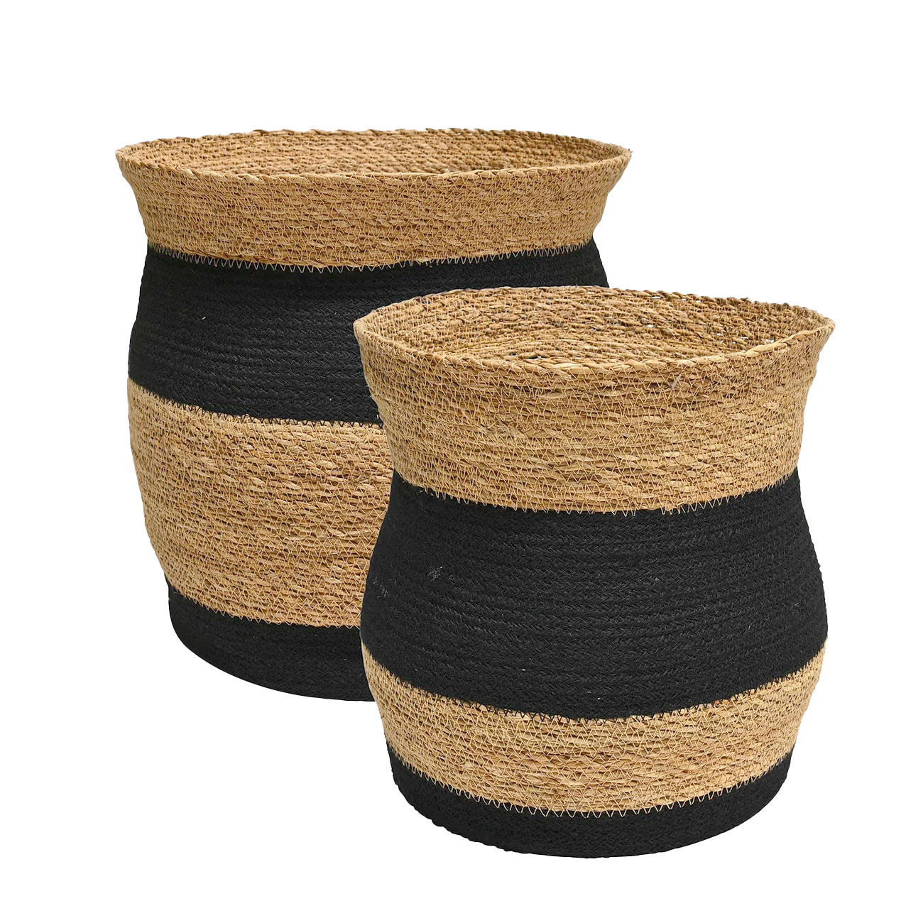 Banya basket natural with black stripe