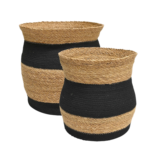 Banya basket natural with black stripe