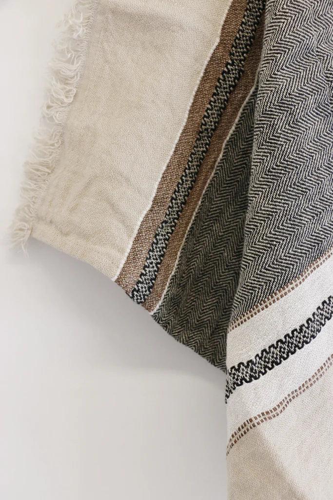 Belgian linen hand towel beeswax stripe
