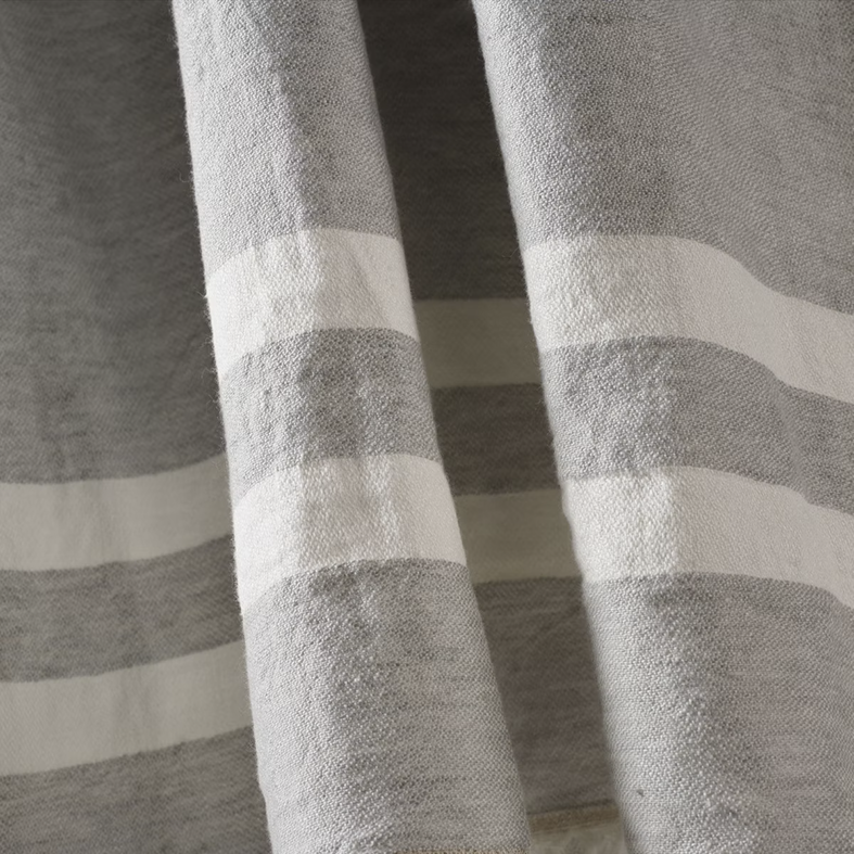 Belgium linen fouta throw grey stripe 110 x 180cm