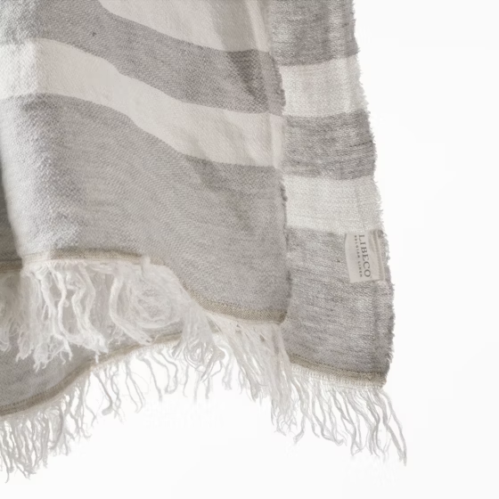 Belgium linen fouta throw grey stripe 110 x 180cm