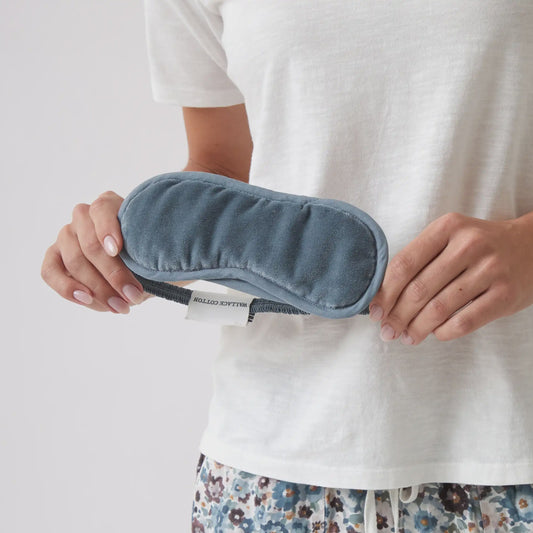 Cotton velvet eye mask dusky blue