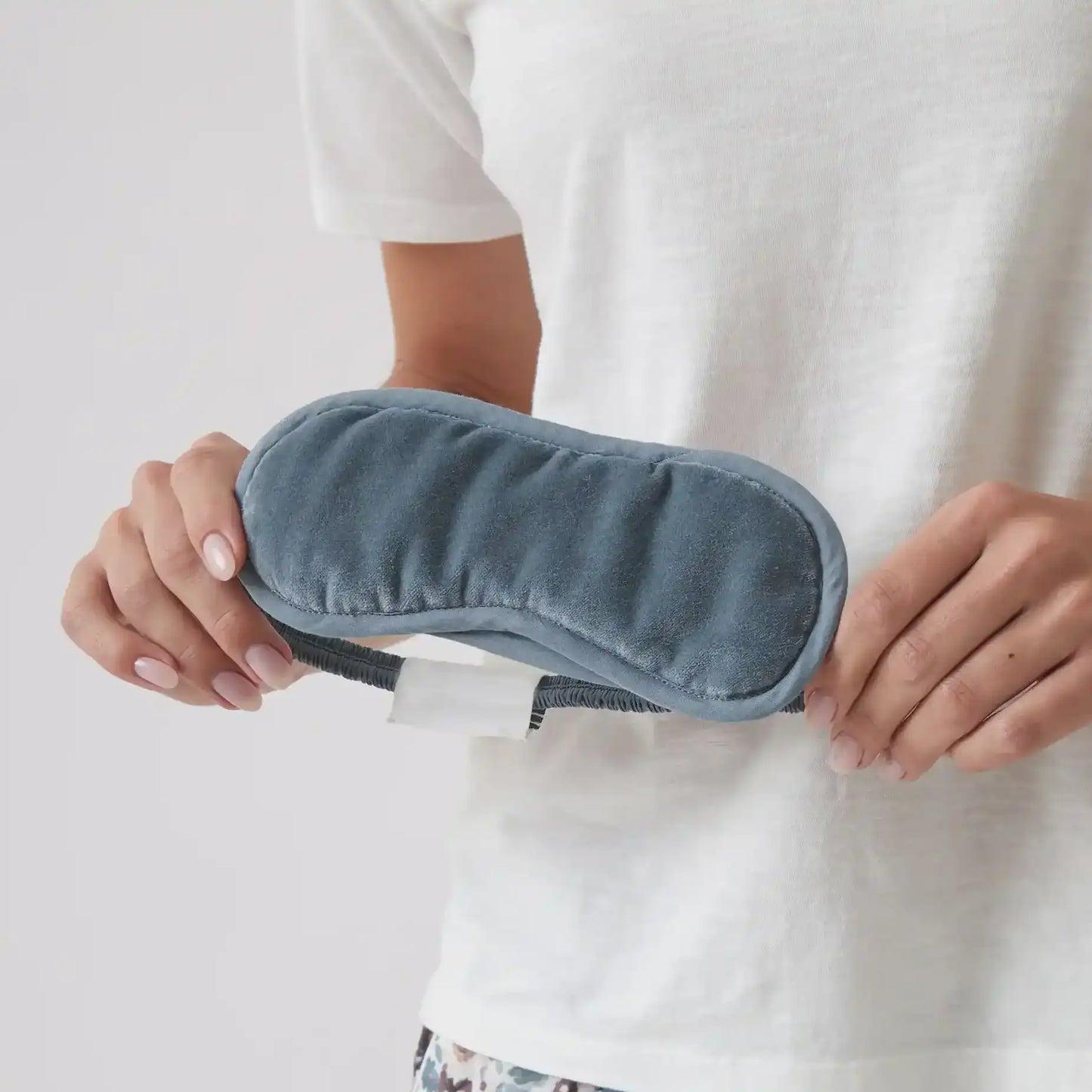 Cotton velvet eye mask dusky blue