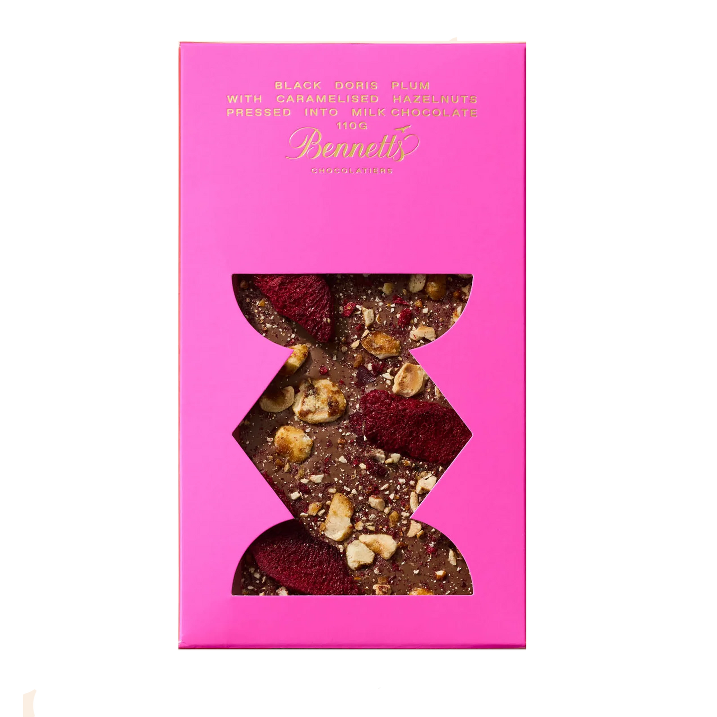 Bennetts plum and hazelnut milk chocolate bar