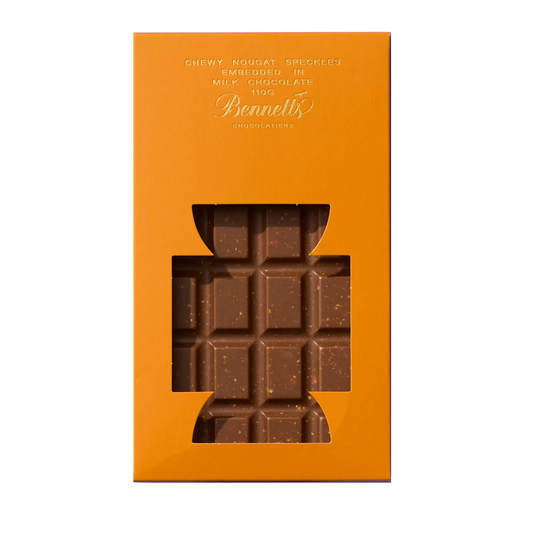 Bennetts nougat speckles milk chocolate bar
