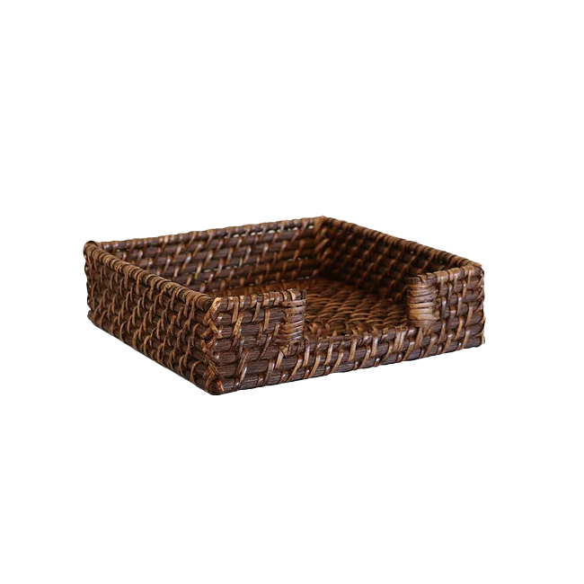 Rattan paper napkin holder walnut