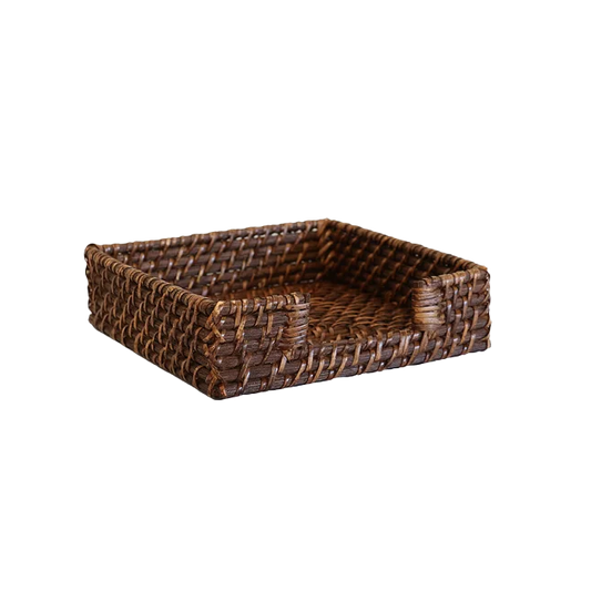 Rattan paper napkin holder walnut