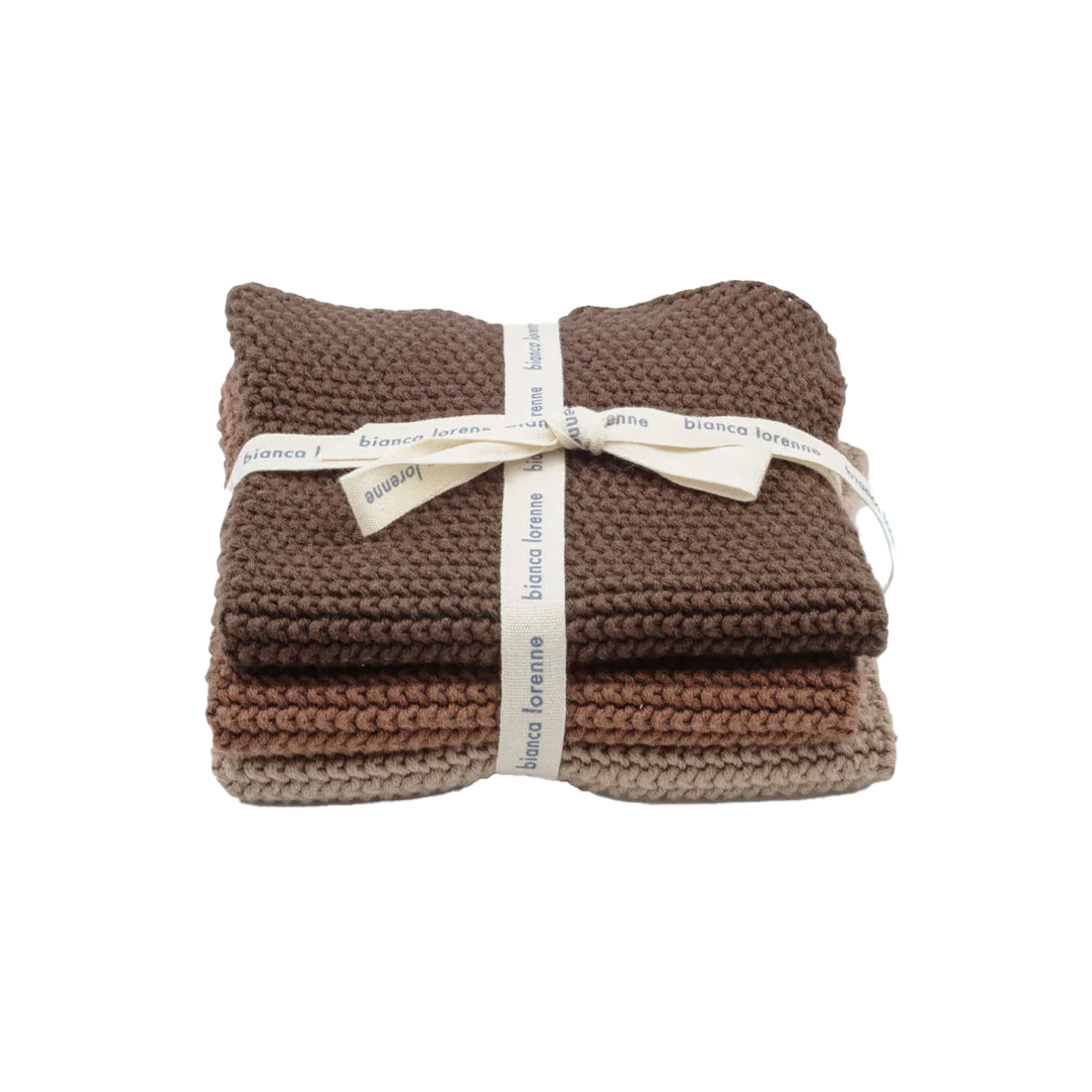 Set of 3 cotton knitted cloths chocolate