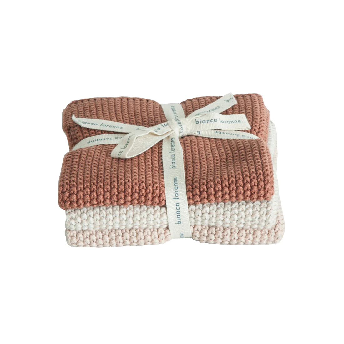 Set of 3 cotton knitted cloths rose