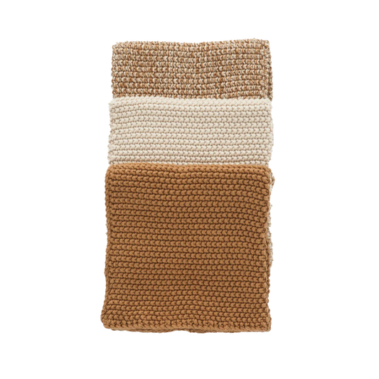 Set of 3 cotton knitted cloths clay