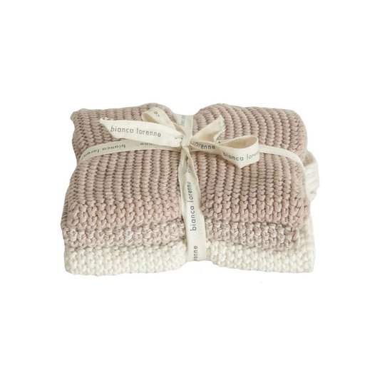 Set of 3 cotton knitted cloths pink