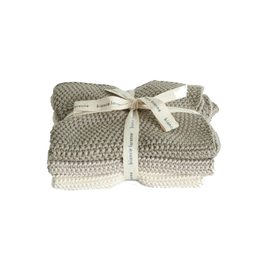 Set of 3 cotton knitted cloths taupe