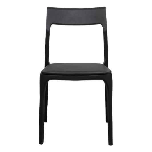 Black ash wood dining chair with leather seat black