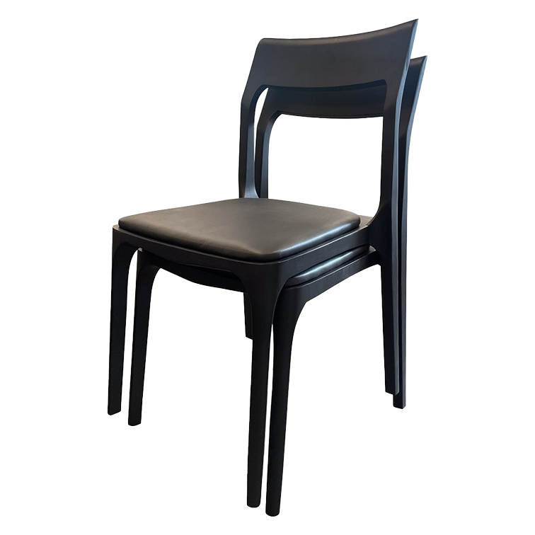 Black ash wood dining chair with leather seat black