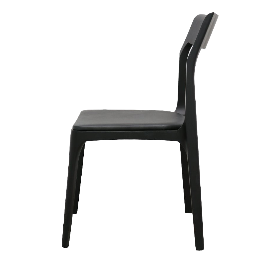 Black ash wood dining chair with leather seat black