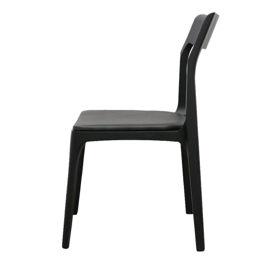 Black ash wood dining chair with leather seat black