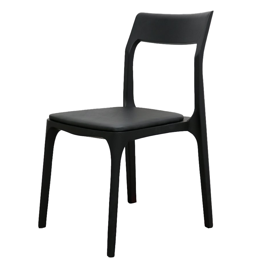 Black ash wood dining chair with leather seat black