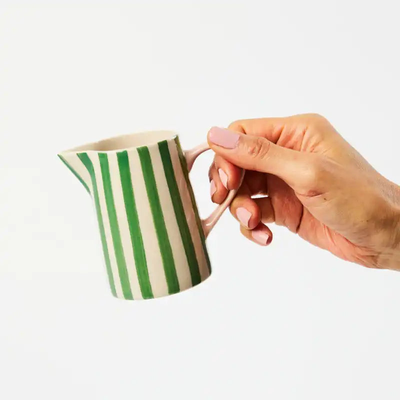Bloomie small hand painted jug green stripe 9cm