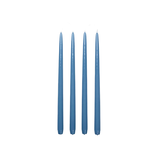 Broste set of 4 tall taper candles 38cm glossy blue