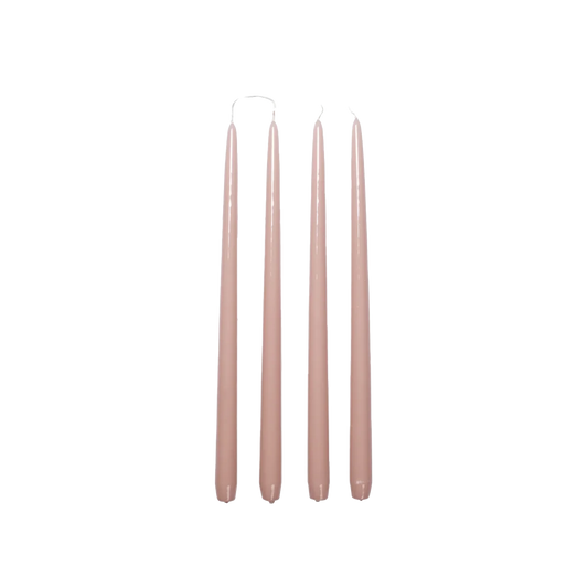 Broste set of 4 tall taper candles 38cm glossy mauve
