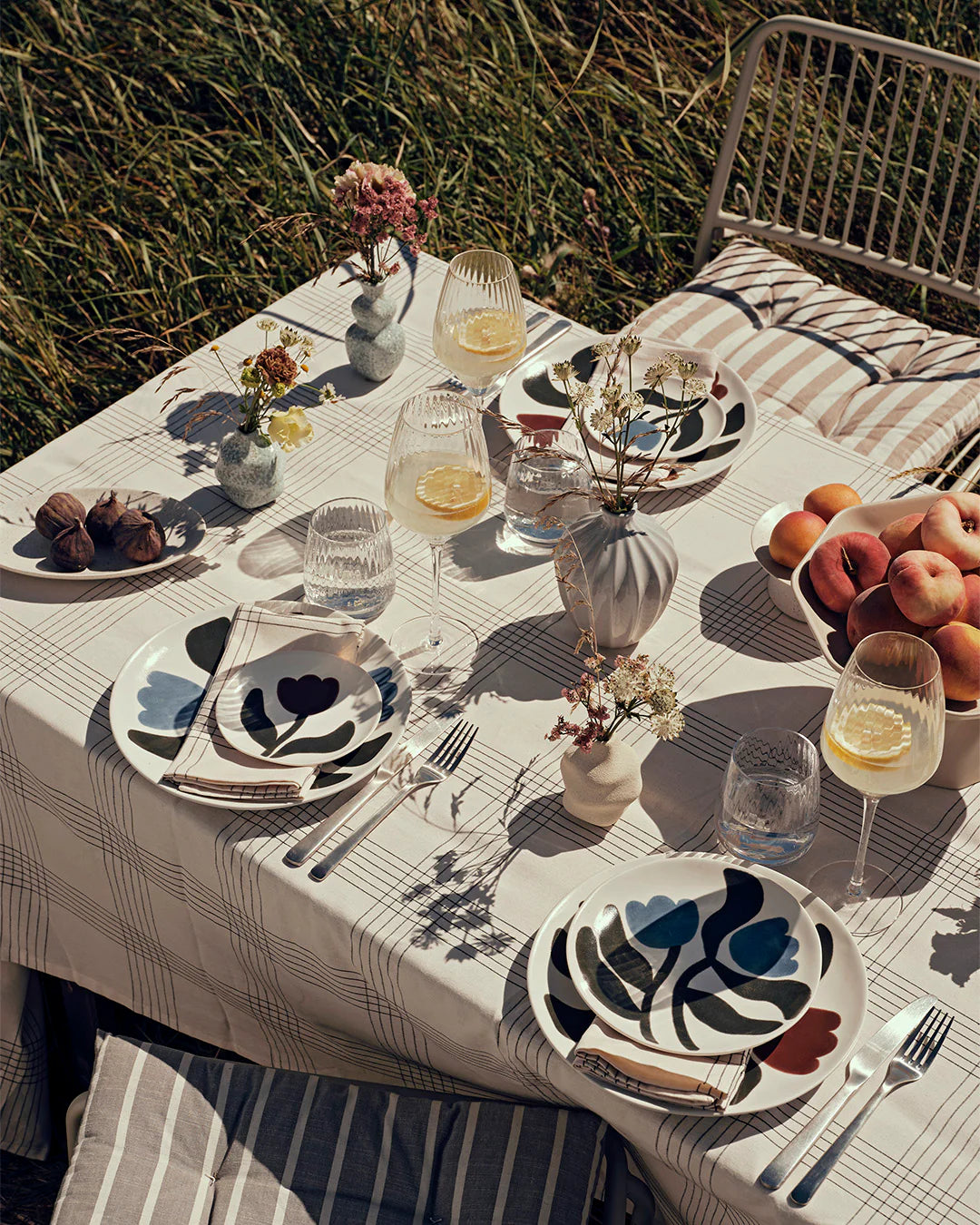 Broste Alice cotton check tablecloth 300cm