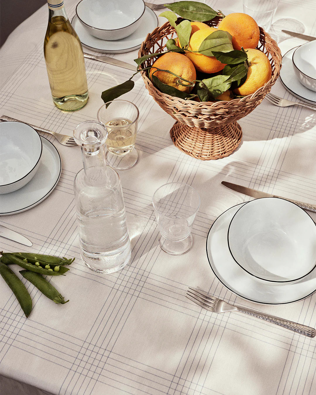 Broste Alice cotton check tablecloth 300cm