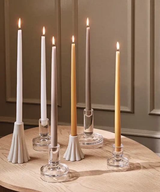 Broste Heli matt glazed fluted candle holder 8cm