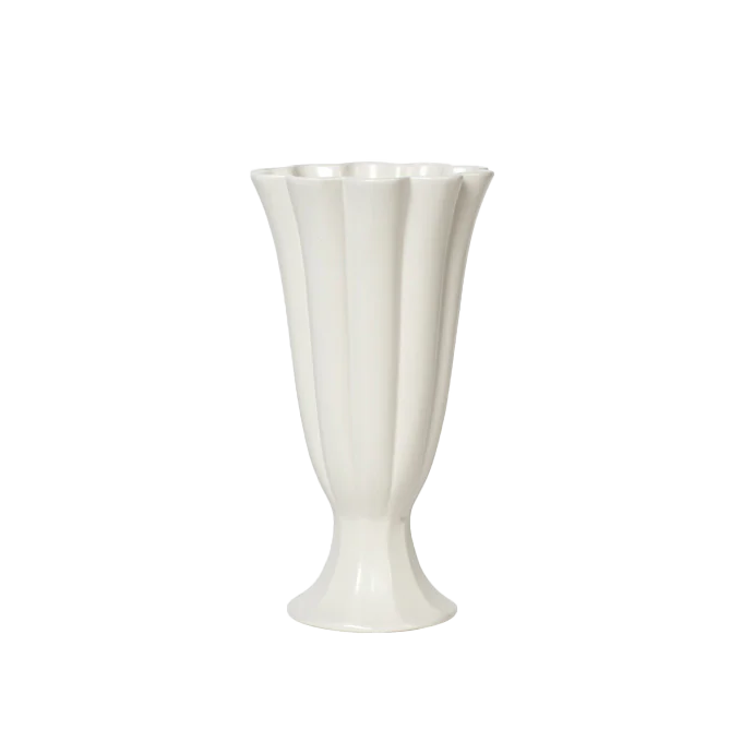 Broste Heli pedestal vase cream 22cm