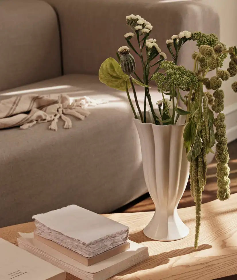Broste Heli pedestal vase cream 30cm