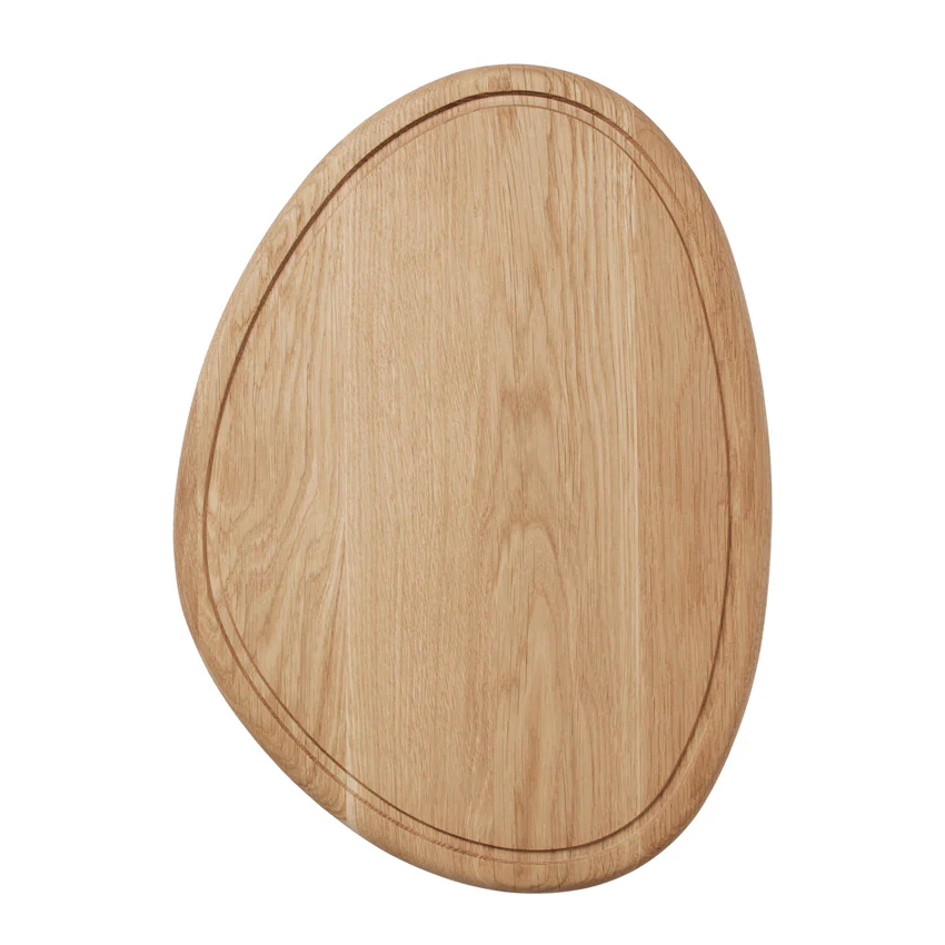Broste large oval oak chopping board with groove