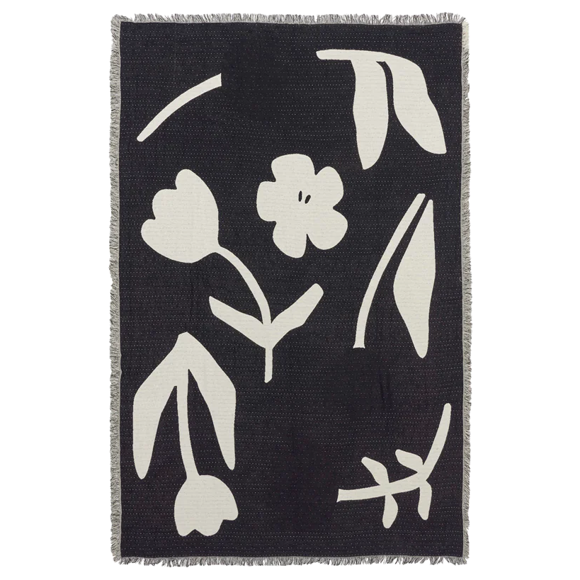 Broste Rosita reversible throw 130 x 180cm black