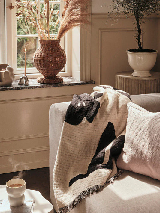 Broste Rosita reversible throw 130 x 180cm black