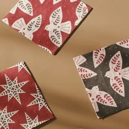 Broste Xmas saga bird napkin green