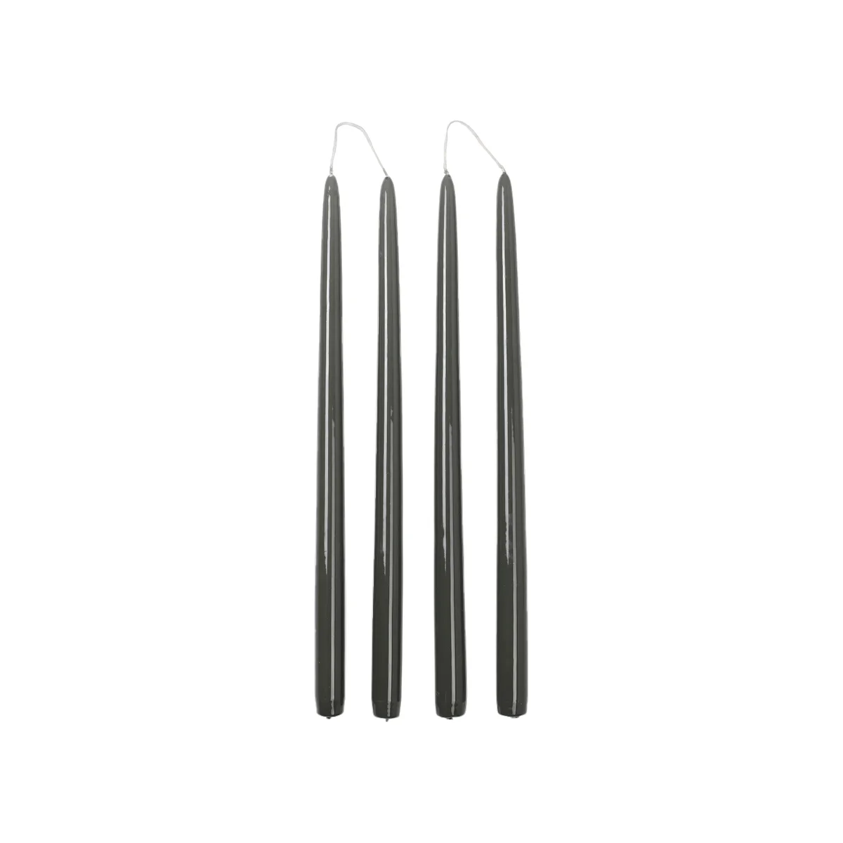 Broste set of 4 tall taper candles 38cm glossy olive