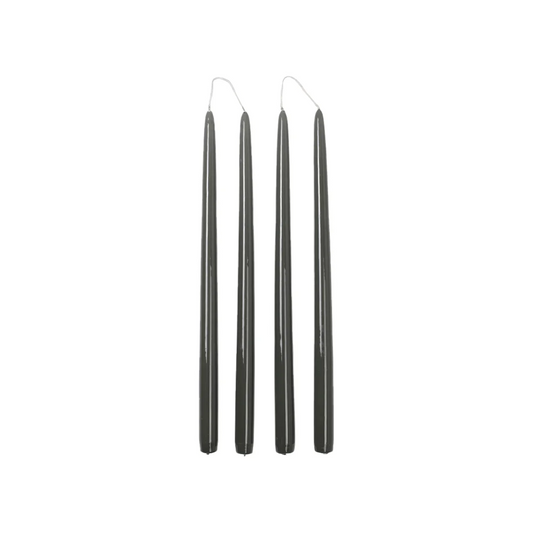 Broste set of 4 tall taper candles 38cm glossy olive