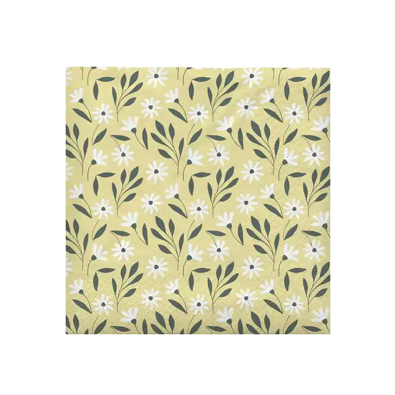 Broste meadow set of 20 paper napkins yellow