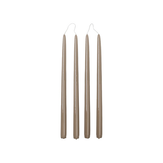Broste set of 4 tall taper candles 38cm glossy linen