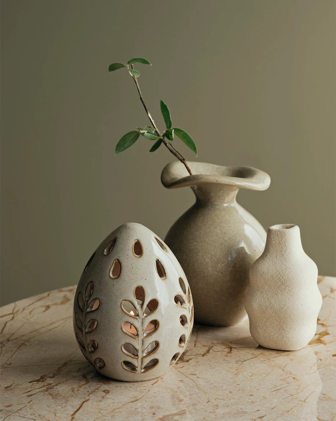 Broste small Florentina vase glossy pistachio 14cm